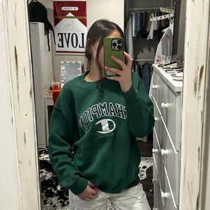 Champion Forest Green and Navy Logo Crew Neck Sweatshirt